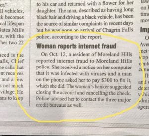 Chagrin Falls Times Recent Newspaper Clipping